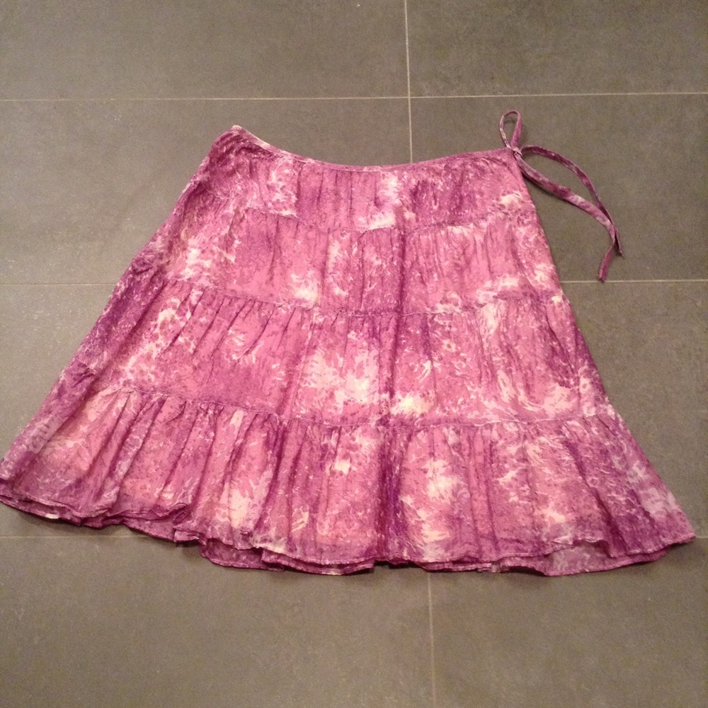 Talbots pink cotton A-line ruffle skirt, size 2P